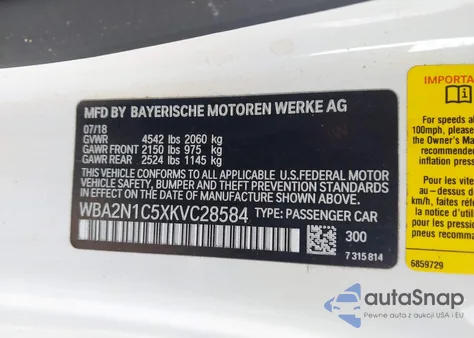 2019 BMW M240I from USA, damaged, VIN WBA2N1C5XKVC28584